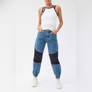 Urban Outfitters BDG Size 24 Bryon Spliced Blue Denim Jogger Jeans